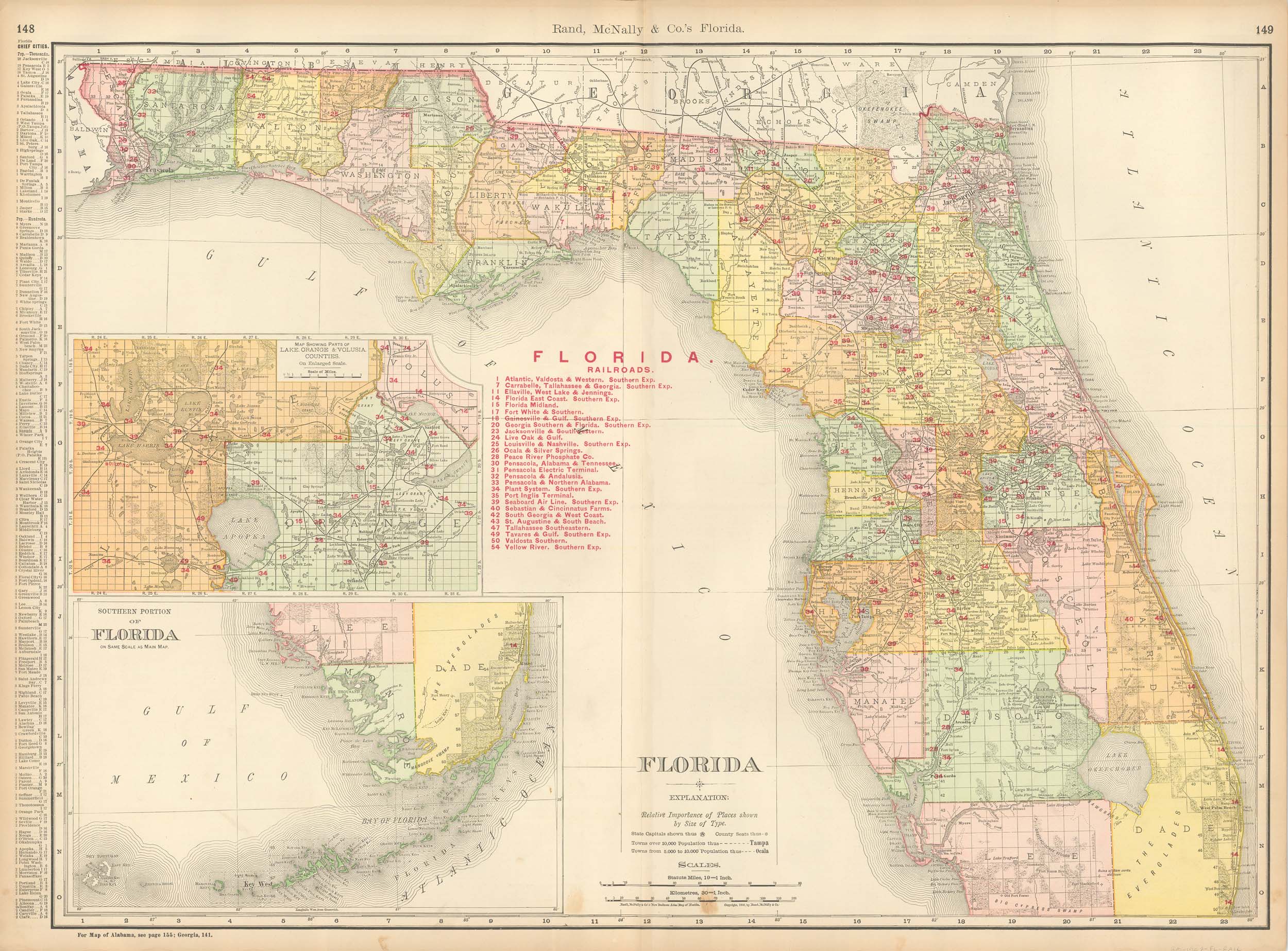 McNally 39 s 1902 Map of Florida - RM 1902 FL RAIL 