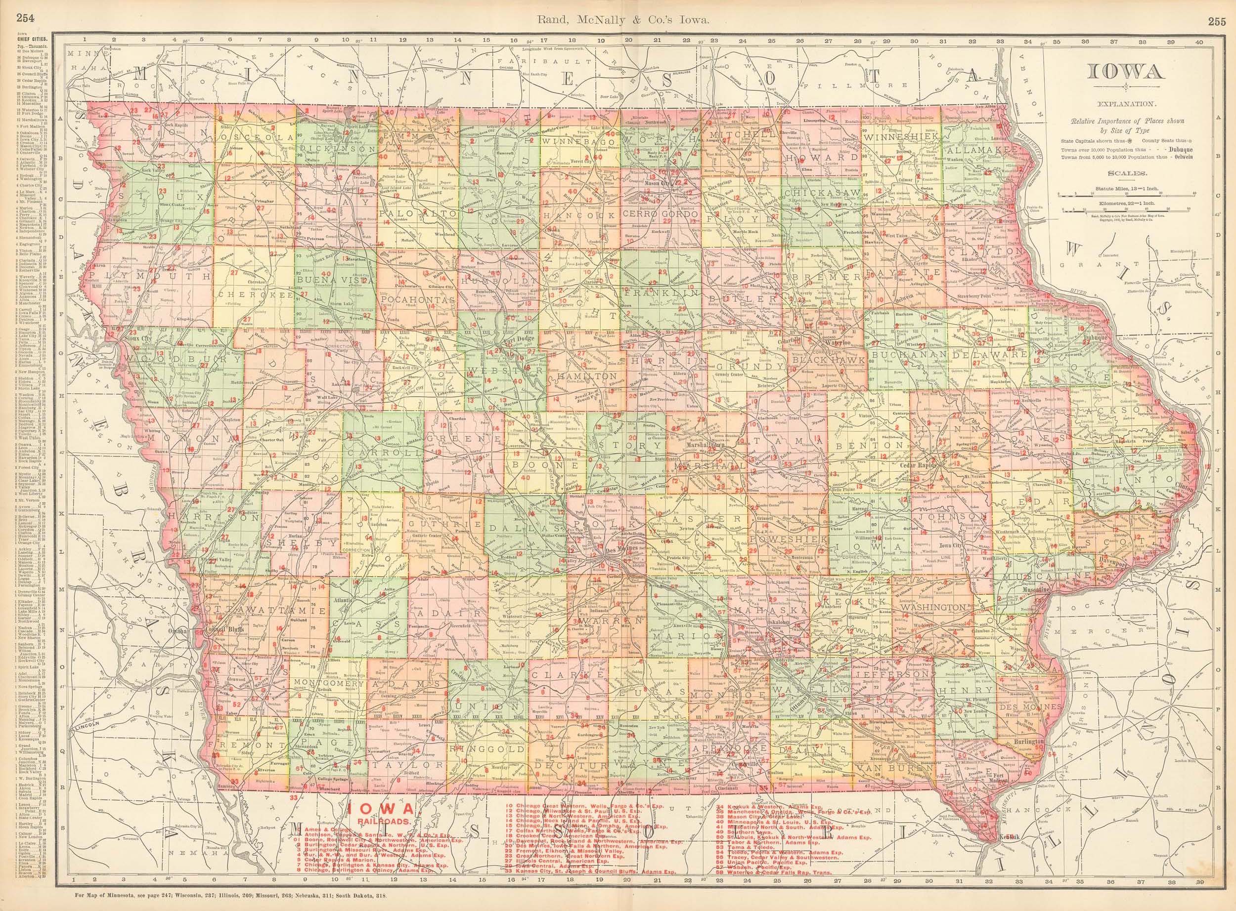 Mcnally's 1902 Map Of Iowa - Art Source International