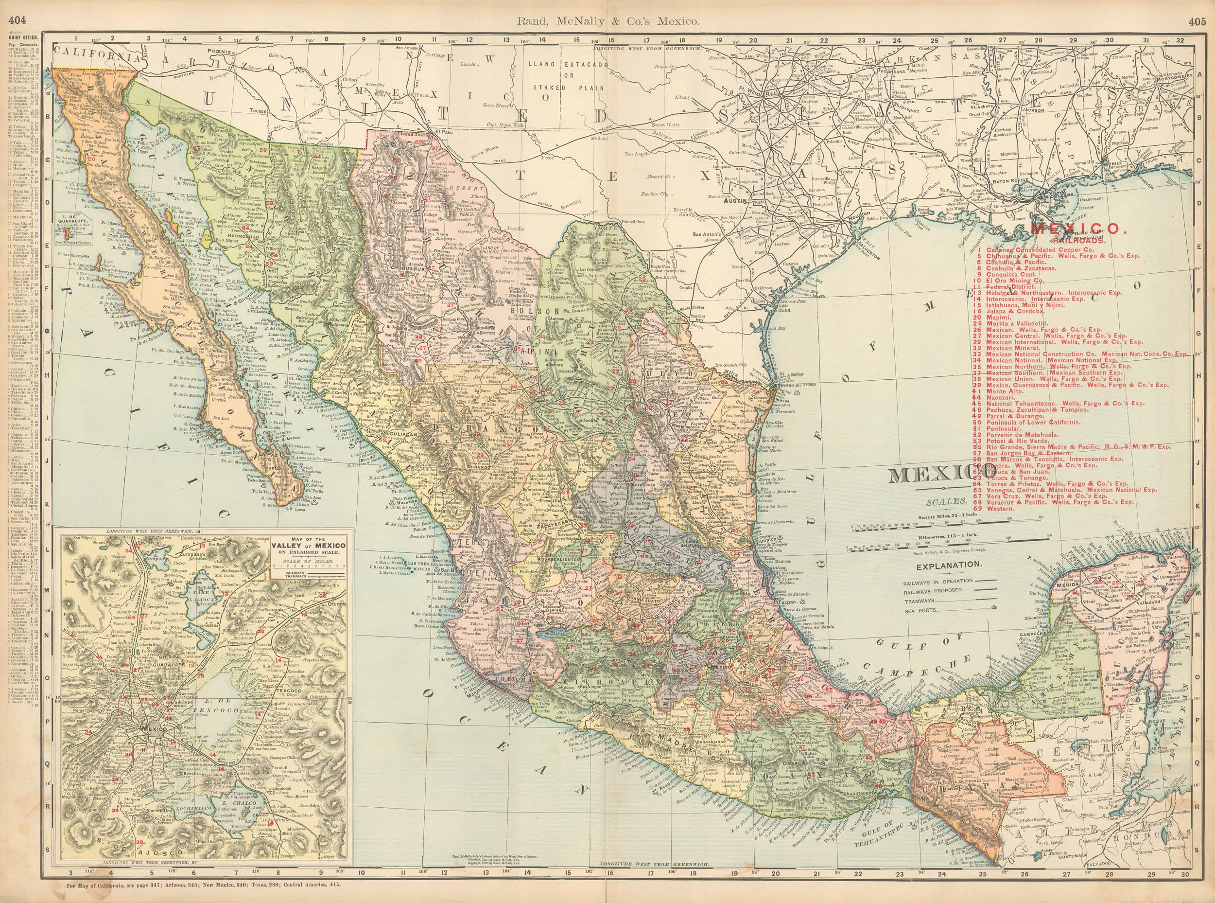 McNally's 1902 Map of Mexico - Art Source International