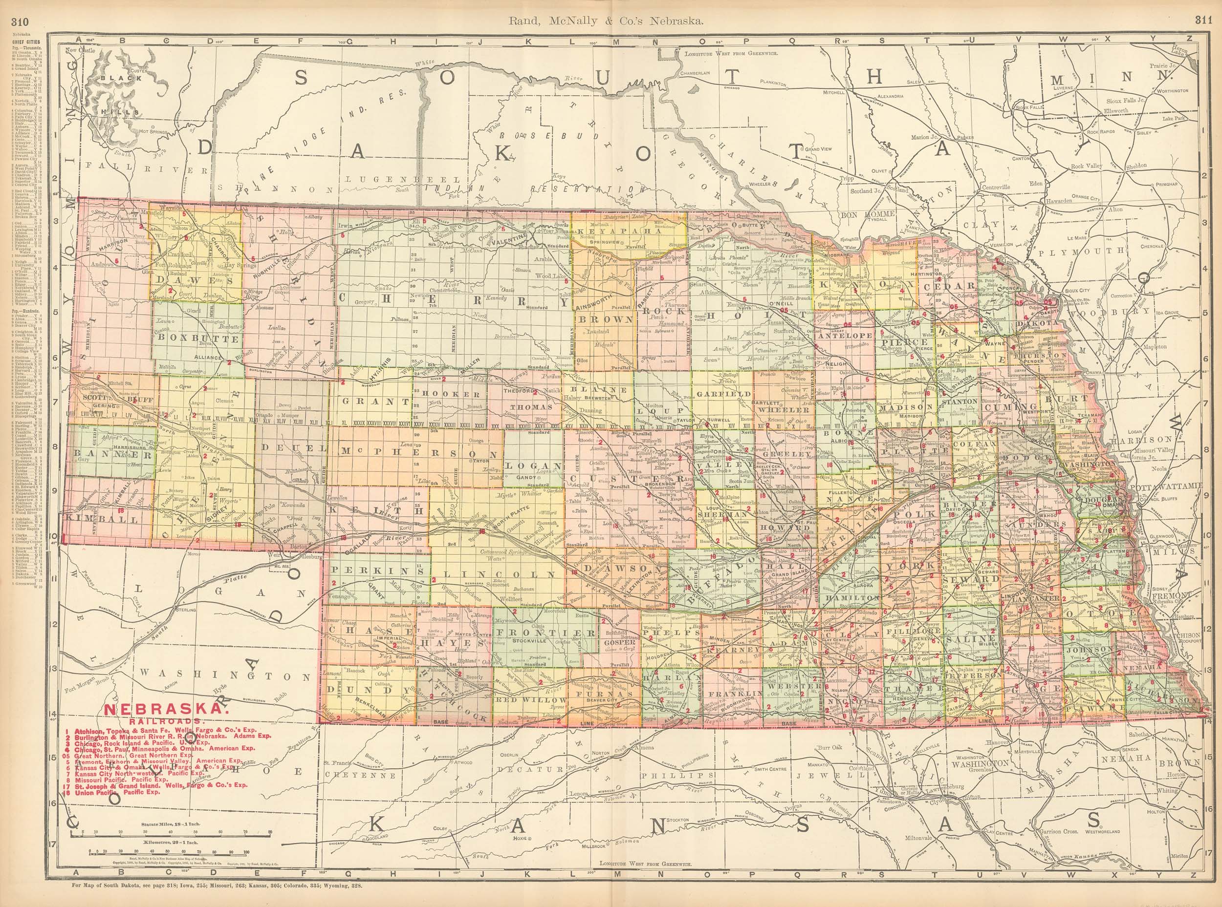 McNally's 1902 Map of Nebraska - Art Source International