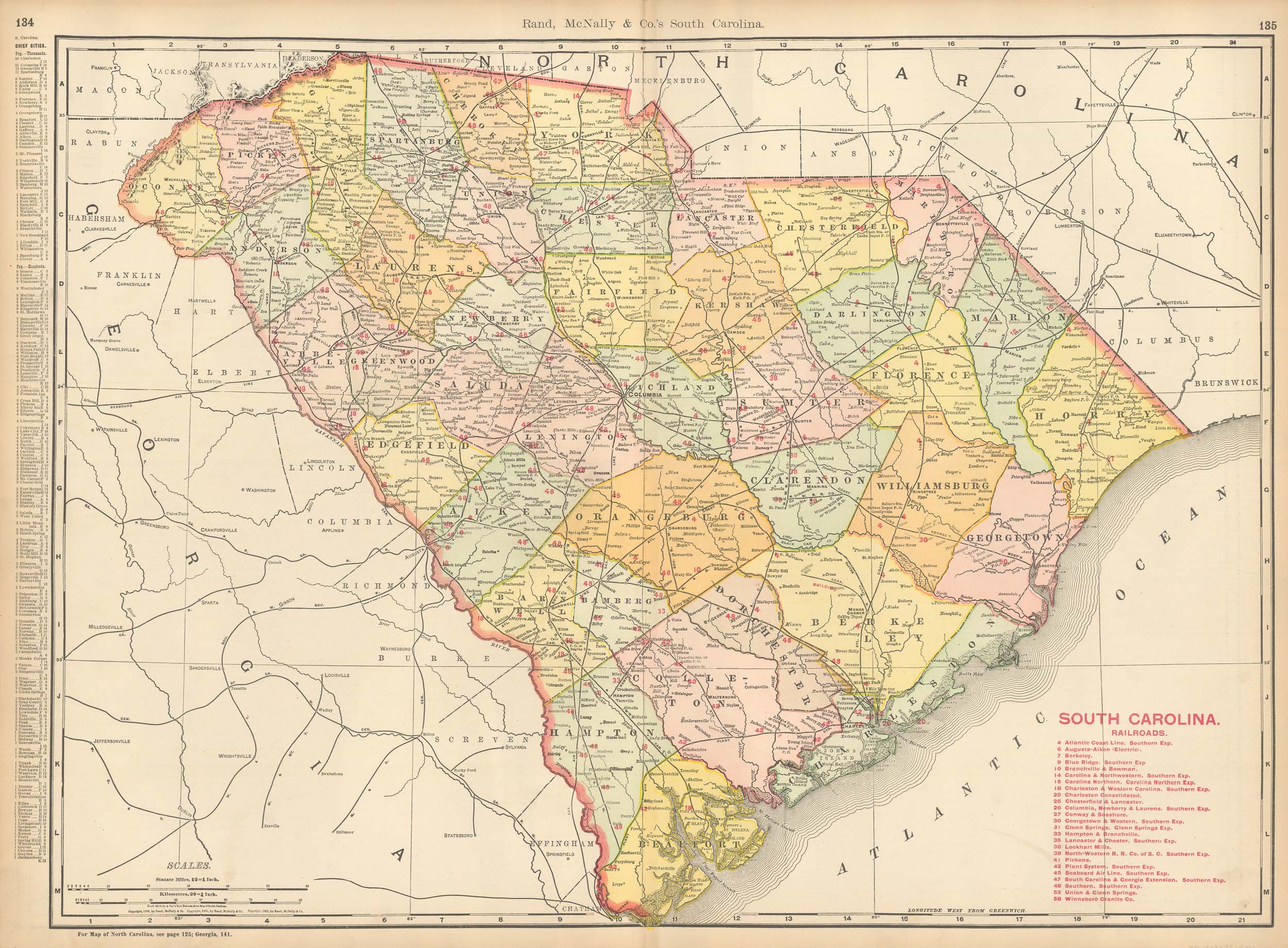 McNally's 1902 Map of South Carolina - Art Source International