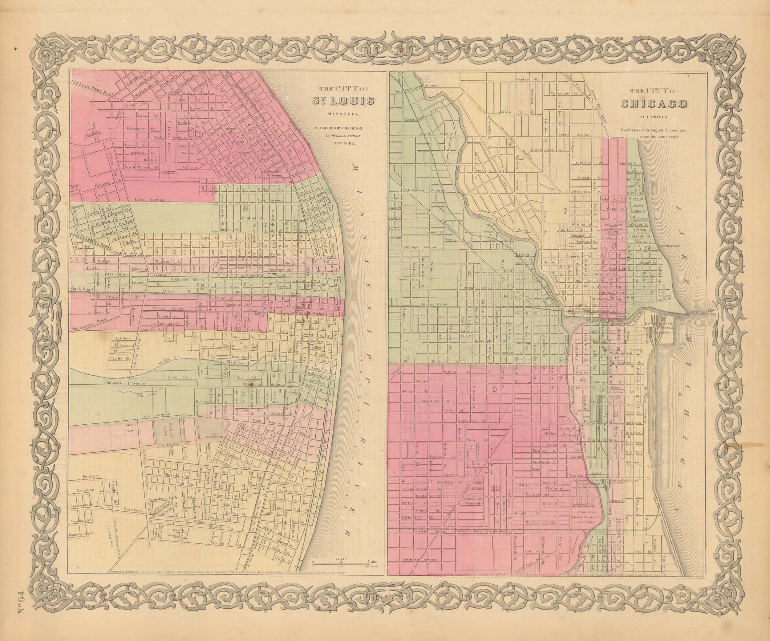 Colton 39 s 1865 Map of St Louis - COL 1865 CHICAGO 