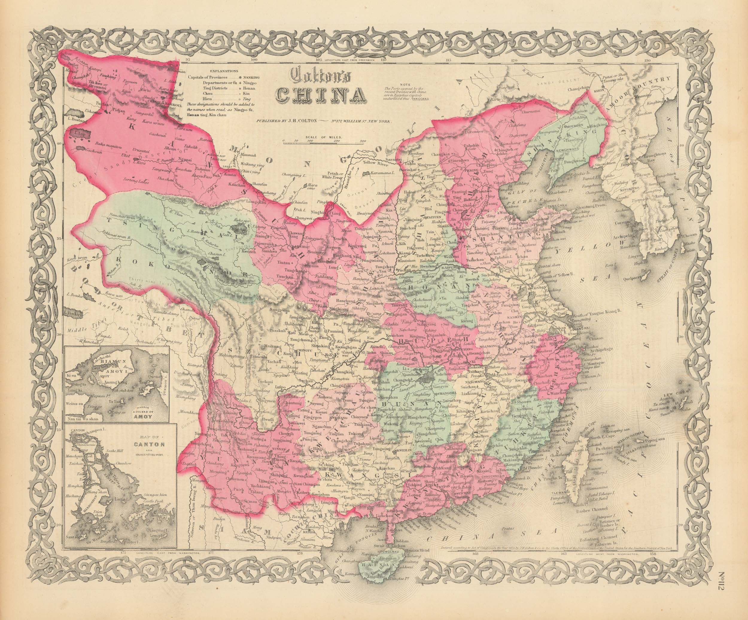 Colton's 1865 Map of China - Art Source International