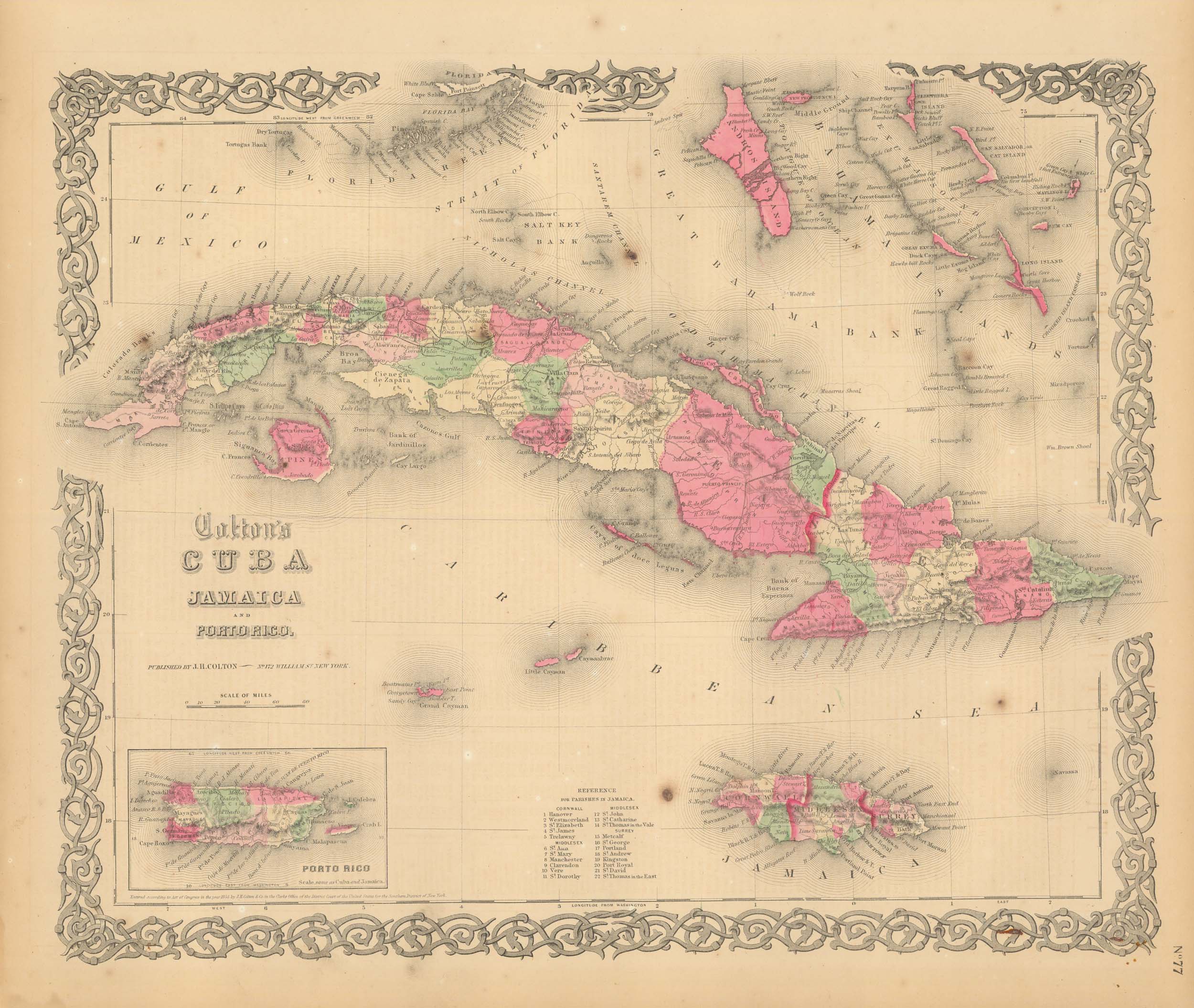 Colton's 1865 Map of Cuba, Jamaica, and Porto Rico - Art Source ...