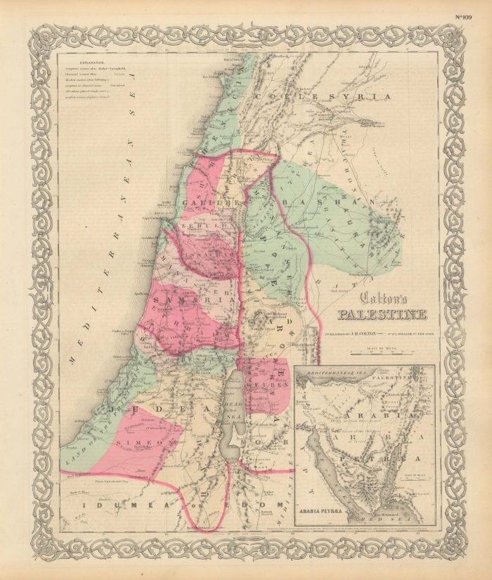 Colton's 1865 Map of Palestine - Art Source International