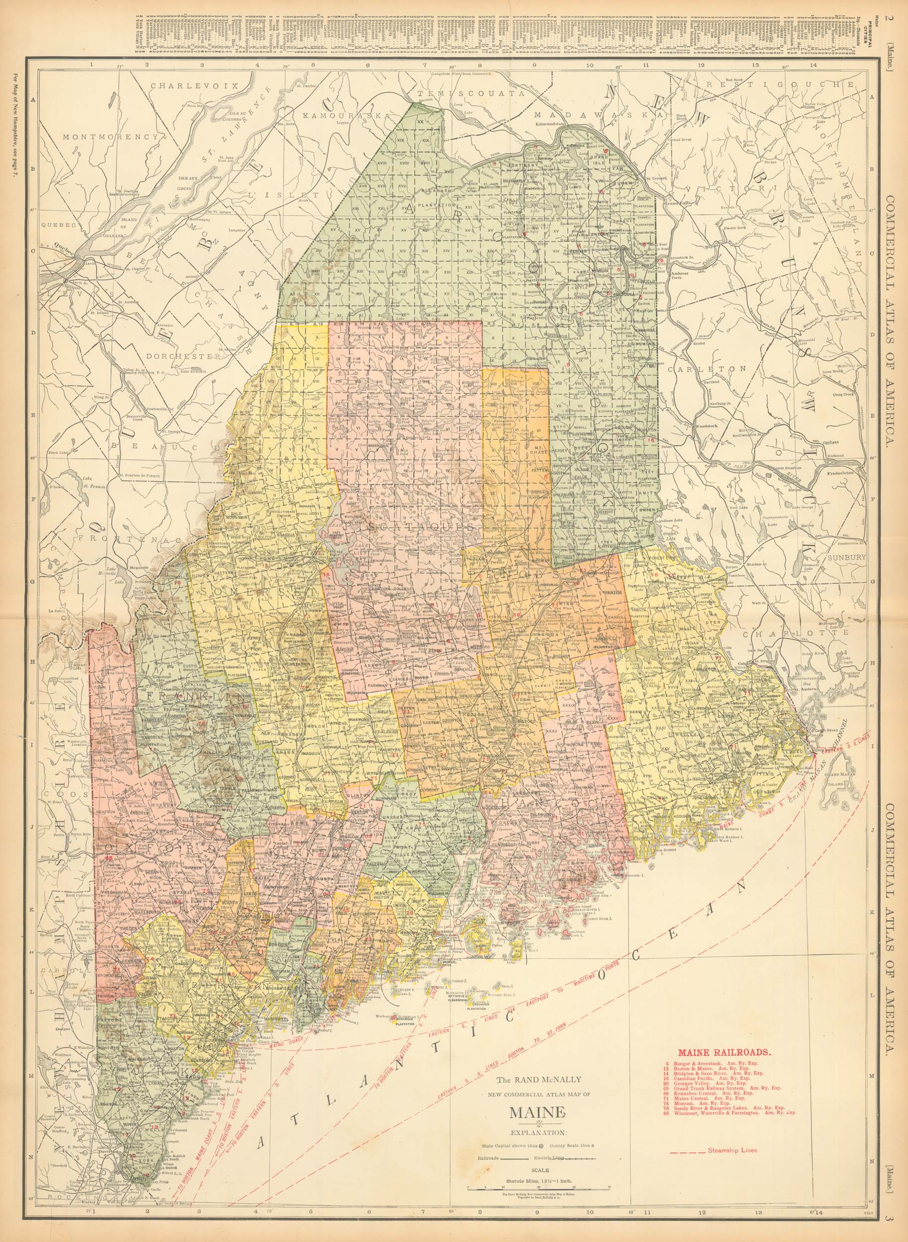 McNally's 1919 Map of Maine - Art Source International