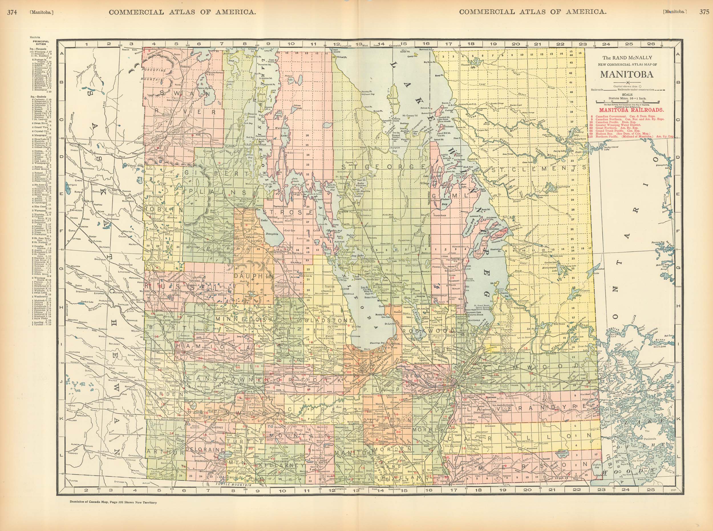 McNally S 1919 Map Of Manitoba Art Source International   RM 1919 MANITOBA 