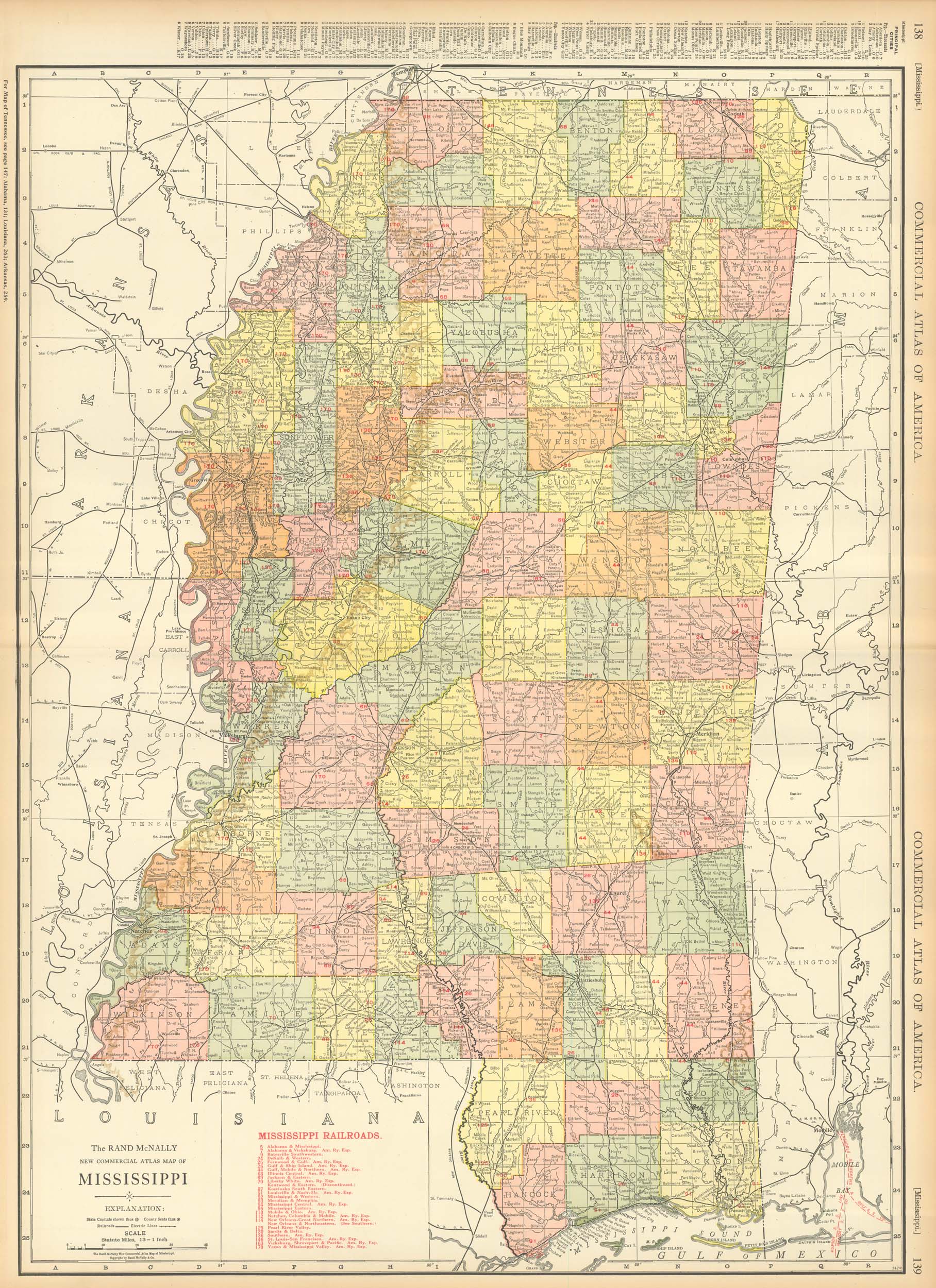 McNally's 1919 Map of Mississippi - Art Source International