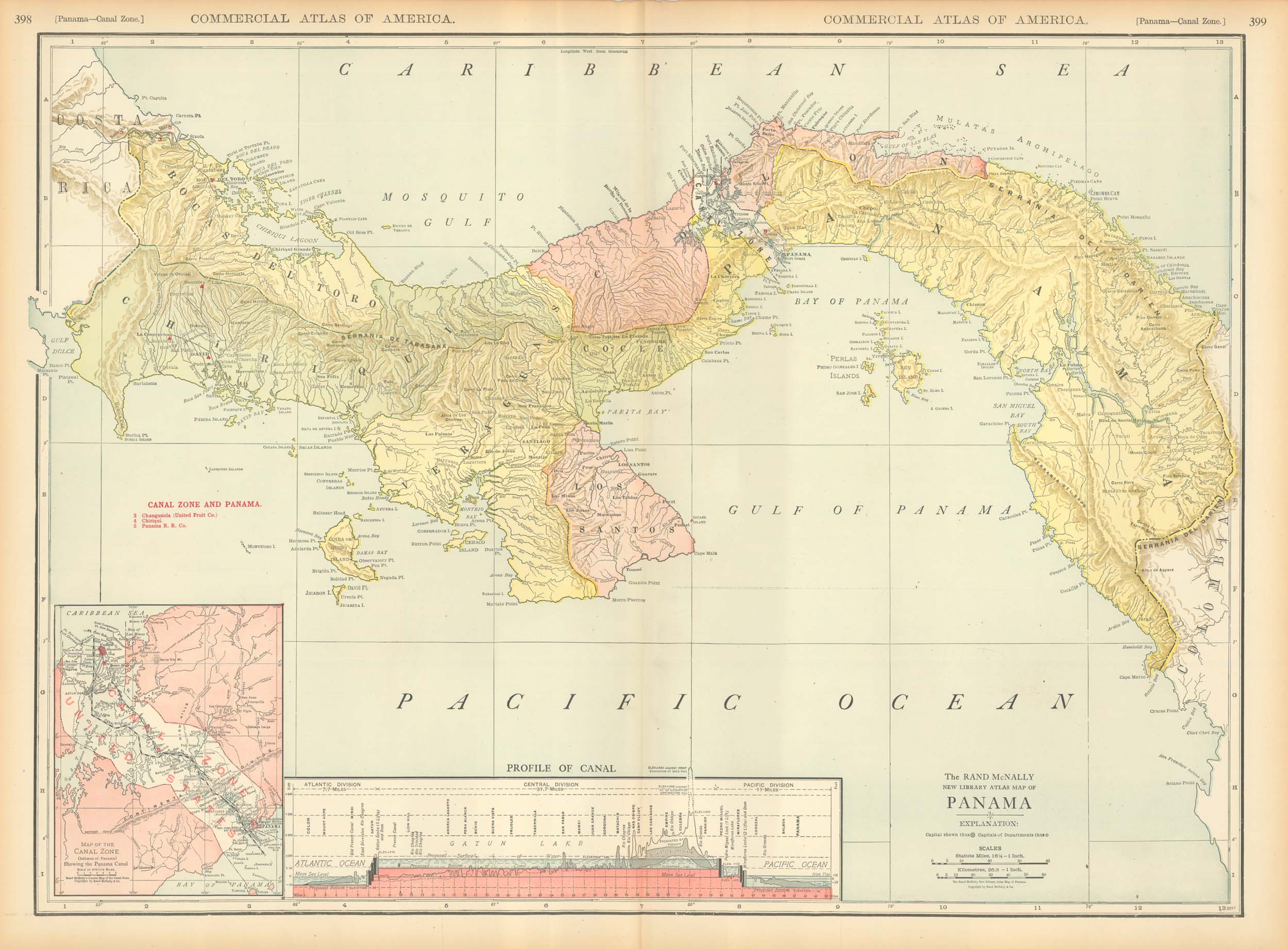 McNally's 1919 Map of Panama - Art Source International