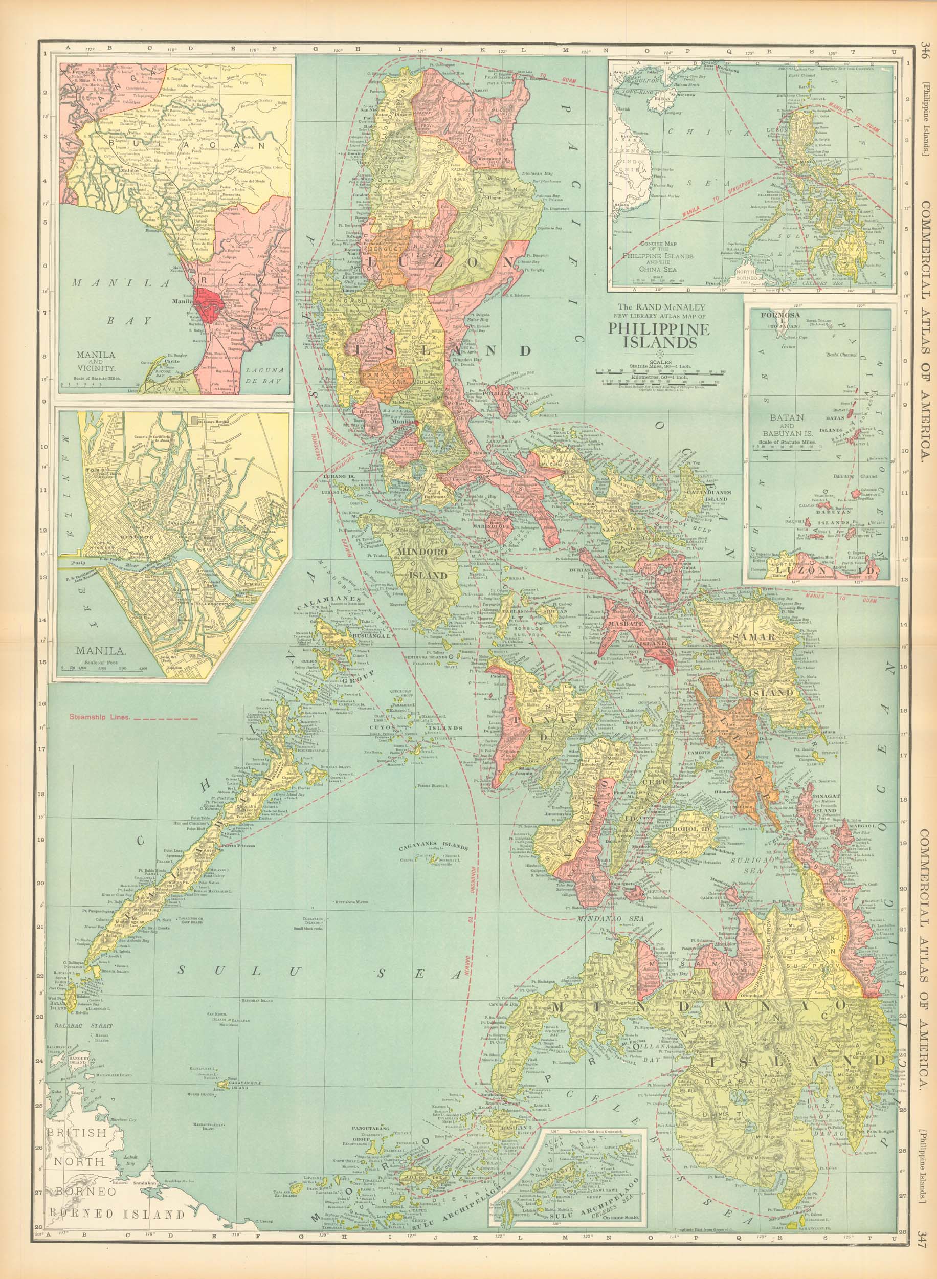 McNally's 1919 Map of Philippine Islands - Art Source International