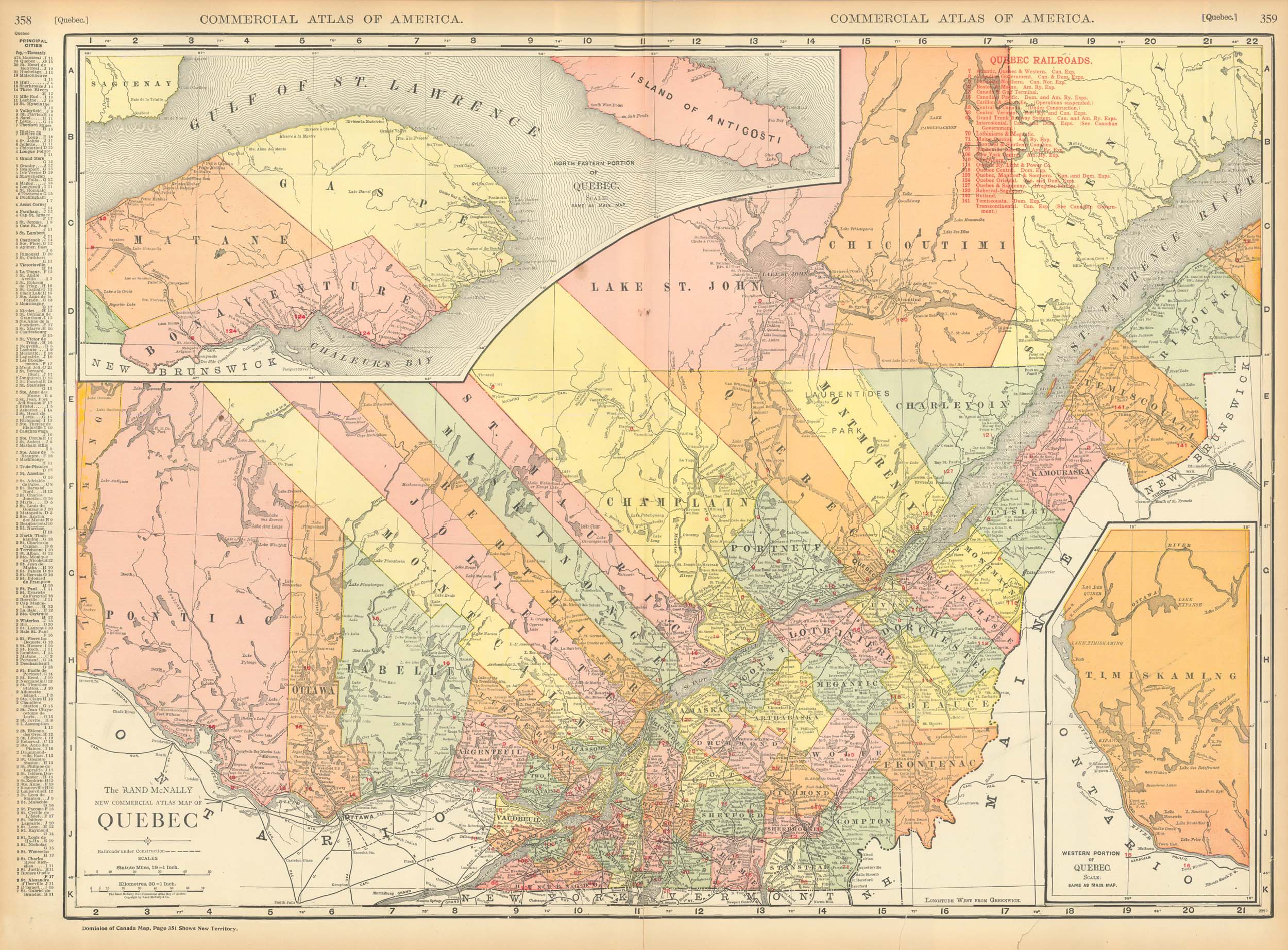 McNally S 1919 Map Of Quebec Art Source International   RM 1919 QUEBEC 