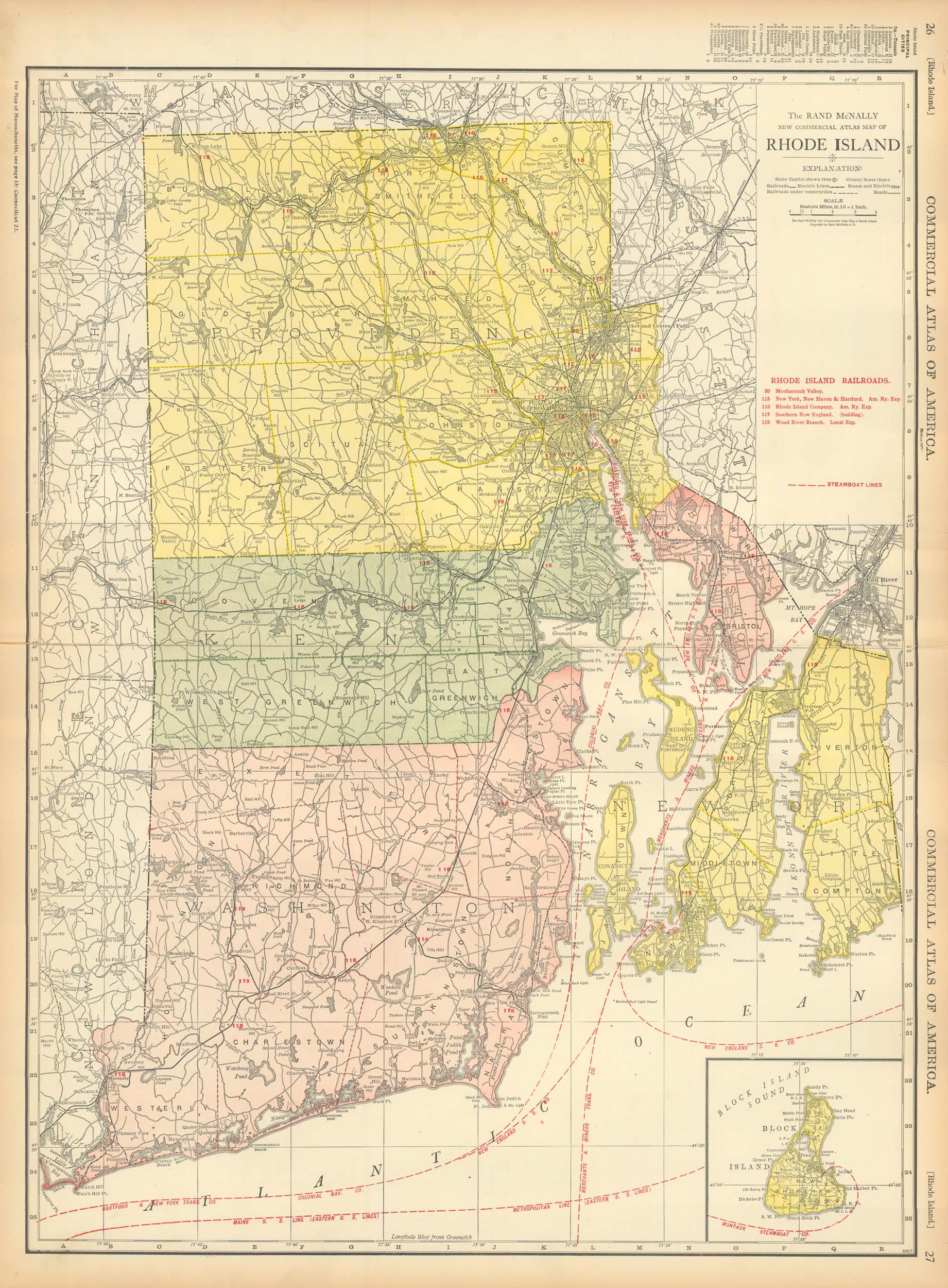 McNally S 1919 Map Of Rhode Island Art Source International   RM 1919 RHODEISLAND 