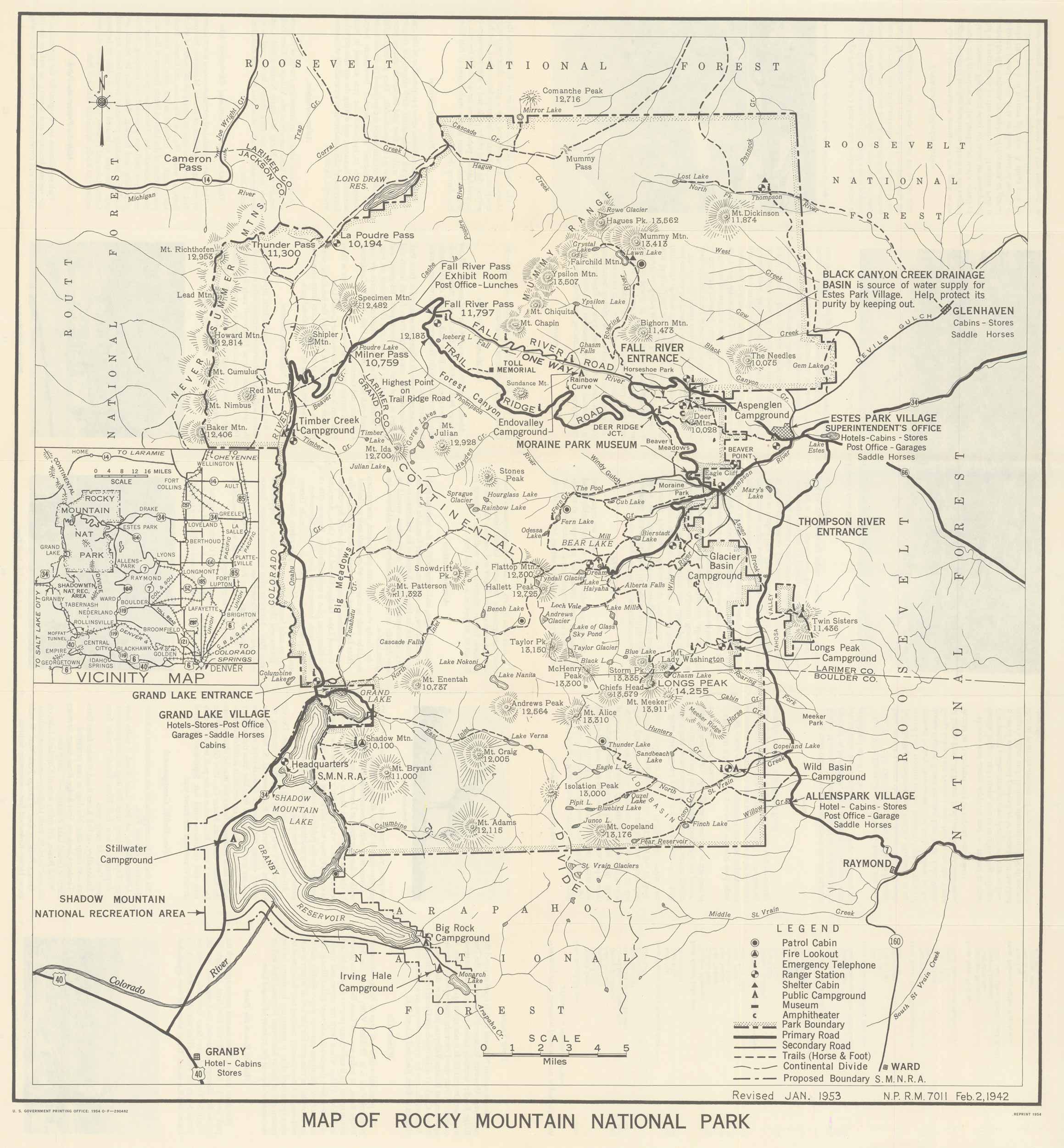 1953 Map of Rocky Mountain National - MM 2508 1 