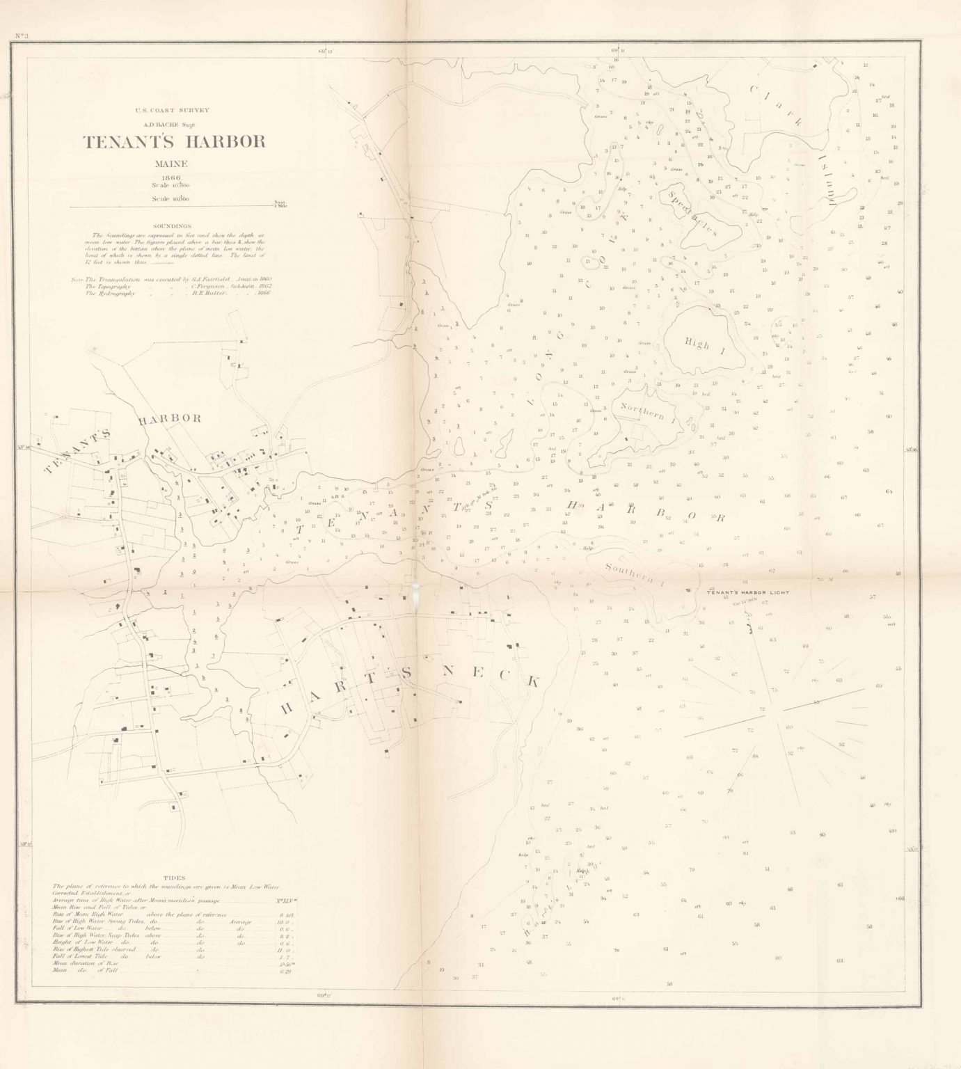 1866 Coastal Chart of Tenant's Harbor, Maine Art Source International